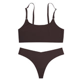 Women Seamless Bra Set Thong Low Waist Panties Wire Free Bra Female Underwear Set - Swefashionstore
