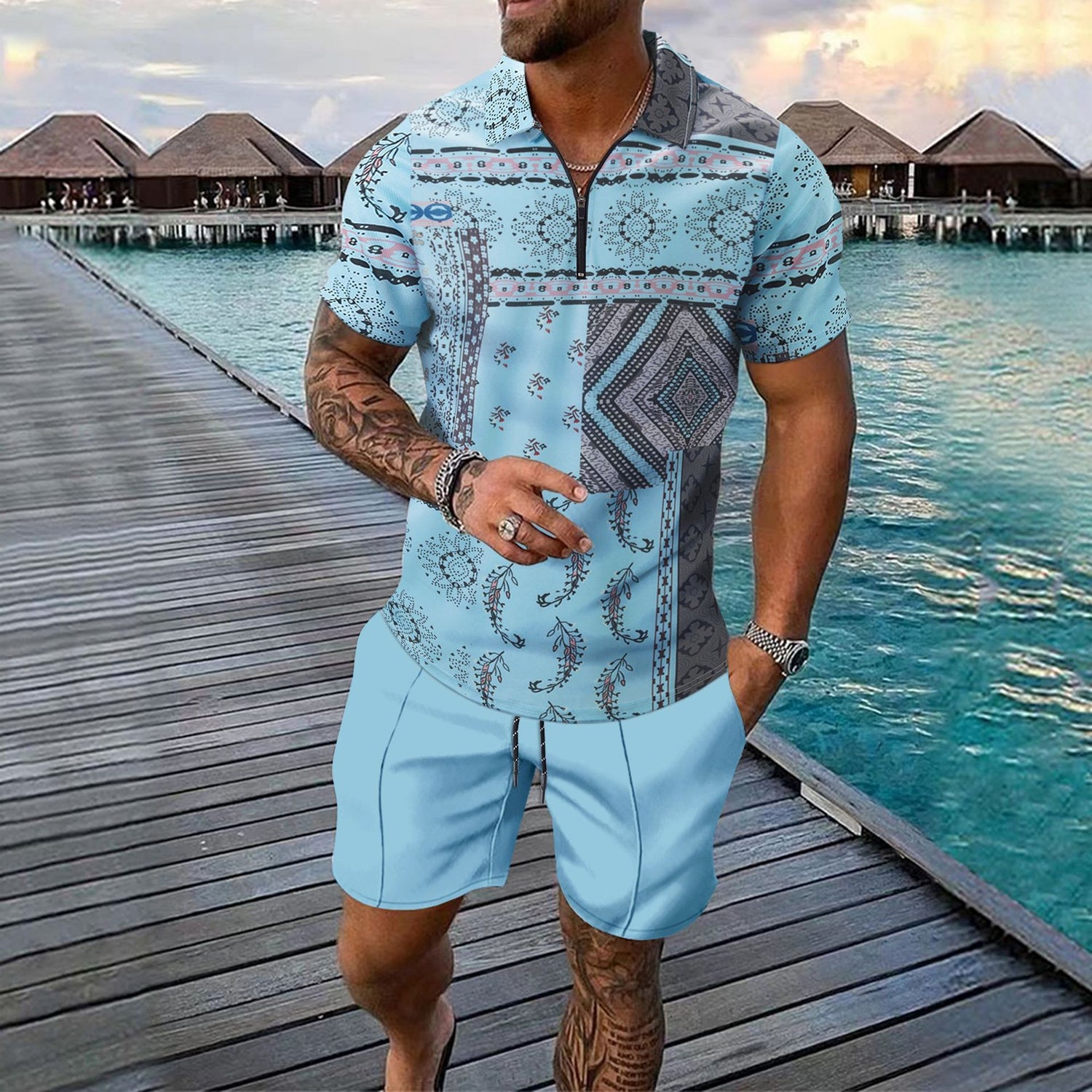 Short-sleeved Shorts Two-piece Sports And Leisure Men&