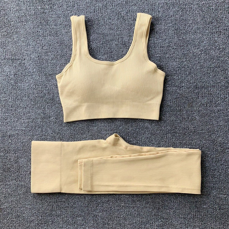 2pcs Thread Yoga SUIT Seamless Bra Lifting High Waist Leggings SET - Swefashionstore