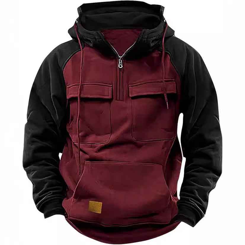 Fall Winter Retro Cargo Hoodies Men&