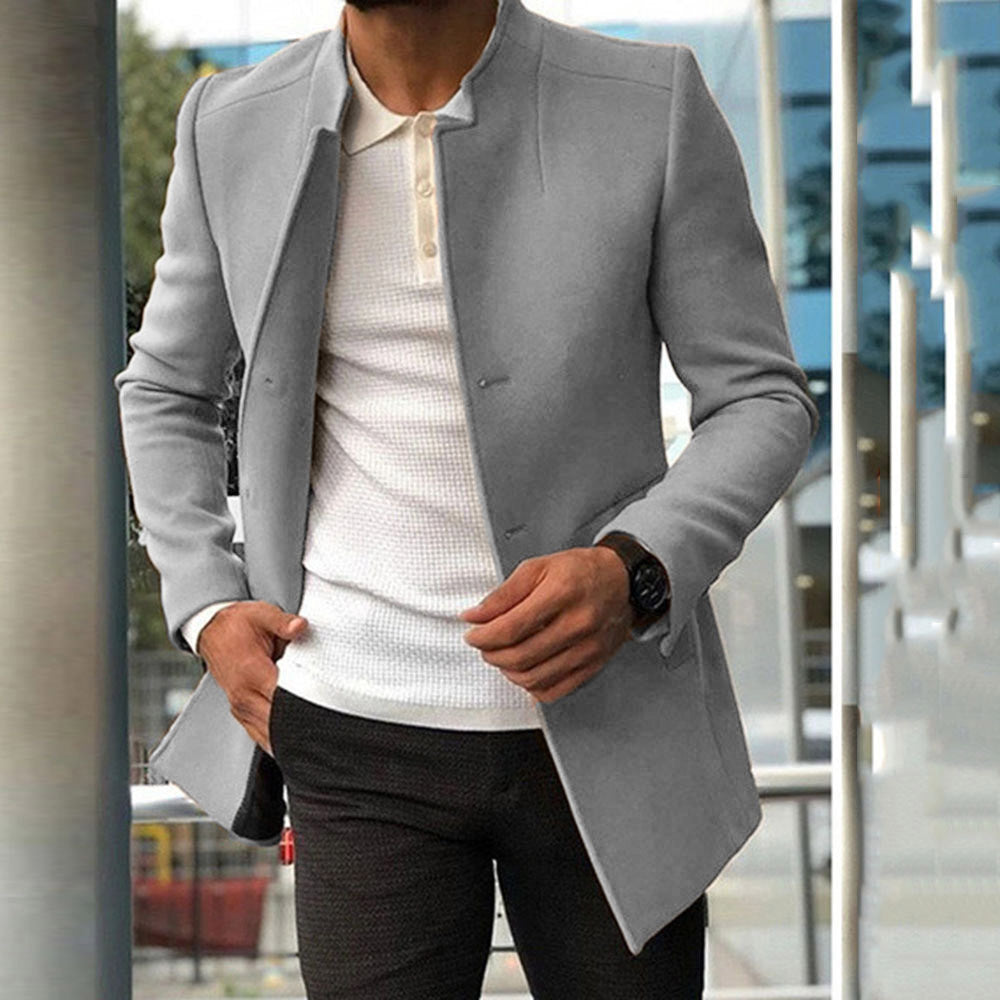 Men's Slim Coat Fashion Single-Breasted Solid Color Business Jackets