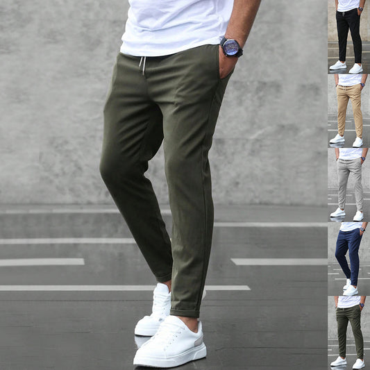 Herren Freizeithose mit Taschen Modische Slim-Fit-Hose mit Kordelzug