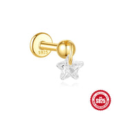 S925 Sterling Silver Moon Diamond Embedded Star Ear Rings - Swefashionstore