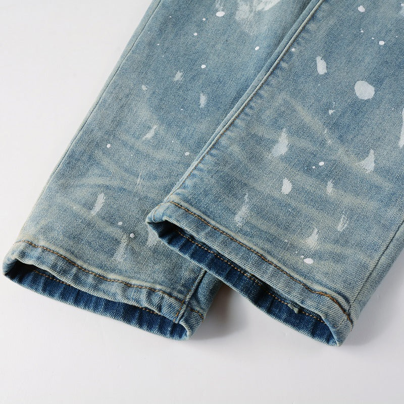 Vintage Paint Broken Holes Pants Men&