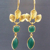 French Leaves Tassel Water Drop Zircon Retro Temperament High Sense Small Delicate Earrings - Swefashionstore