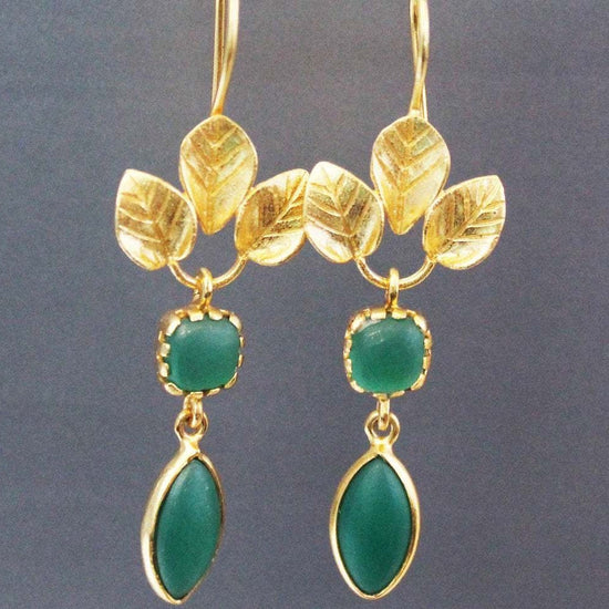 French Leaves Tassel Water Drop Zircon Retro Temperament High Sense Small Delicate Earrings - Swefashionstore