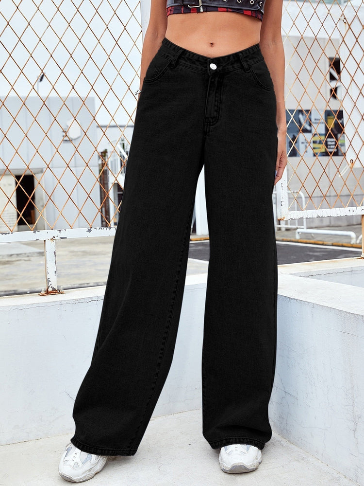 European And American Cross-border Amazon Hot-selling Stretch Washed Denim Fashion Straight Trousers Jeans Women&