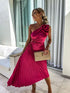 Ins Pleated One-shoulder With Big Rose Flower Fashionable Dress - Swefashionstore