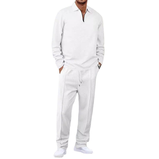 Lapel Long-sleeve Zipper Trousers Casual Suit - Swefashionstore