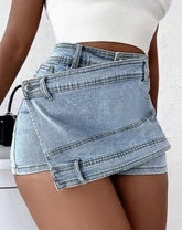 Y2K STREET Vintage DENIM A-Line Skinny MINI Skorts Skirt - Swefashionstore