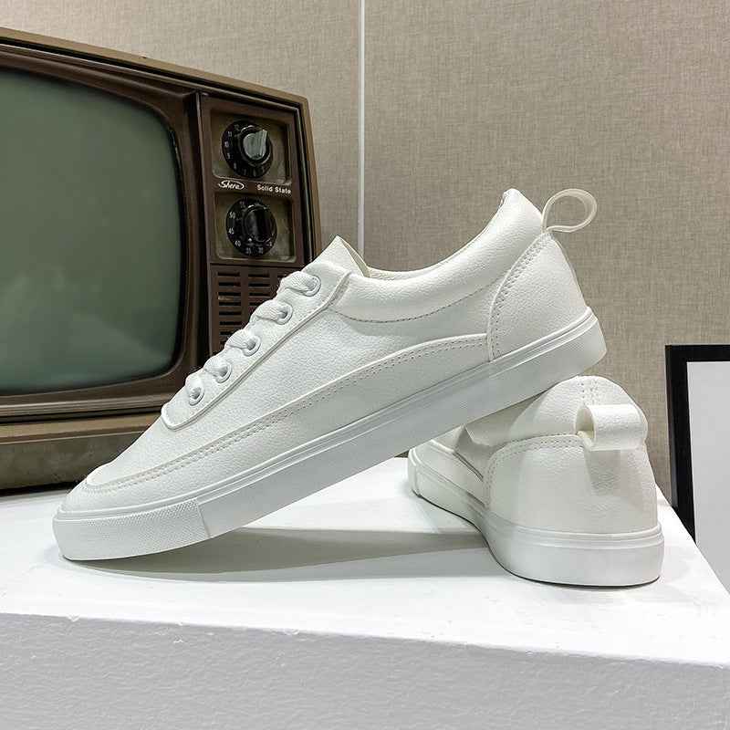 White Shoes for Men: Breathable Four Seasons Footwear for Teenagers in Pure White - Swefashionstore