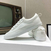 White Shoes for Men: Breathable Four Seasons Footwear for Teenagers in Pure White - Swefashionstore