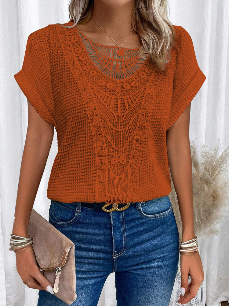 Summer Hollow Out Short-sleeved T-shirt - Swefashionstore