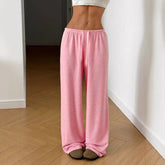 Trousers Elastic Waistband Lace-up Wide-leg Casual Pants - Swefashionstore