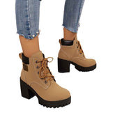 Chunky Heel Plus Size Martin Boots - Thick Bottom Fashion All-Match Plus Size Chunky Heel Boots