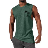 BESTSELLER Coconut Tree Embroidery Vest Summer Beach Tshirt - Swefashionstore