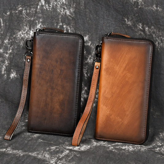 Europäische und amerikanische Clutch aus Leder mit mehreren Kartenfächern