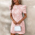 LADIES Puff Sleeve Texture Jacquard Round Neck RETRO Dress - Swefashionstore