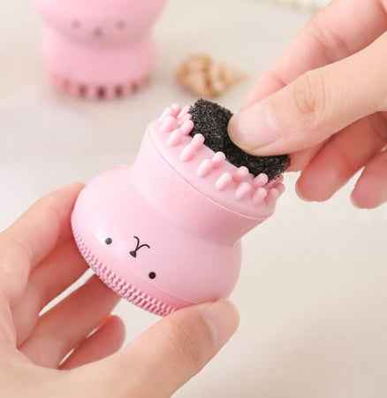 Cartoon octopus silicone wash brush foaming cleansing brush Manual facial massage brush cleansing brush brush bubbler