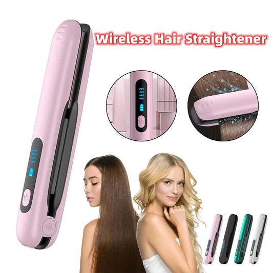 Wireless Hair Straightener Flat Iron Mini 2 IN 1 Roller USB 5000mAh