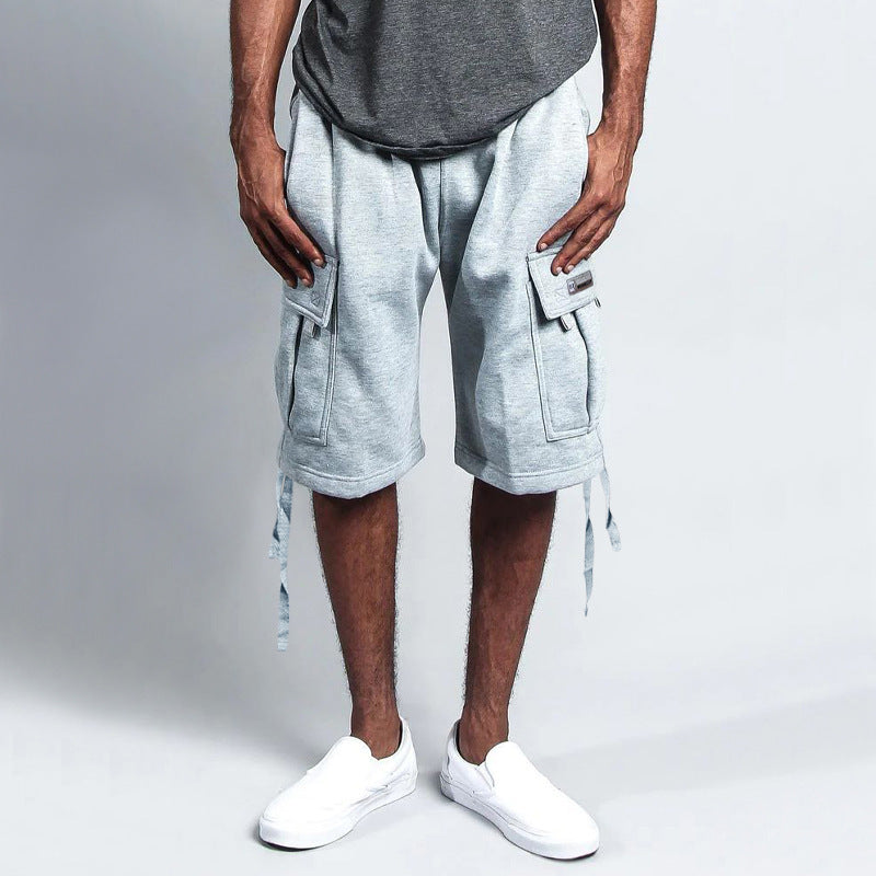 Herren CASUAL Fünf-Punkt-Overalls Multi-Pocket Loose Straight Shorts
