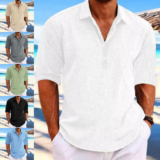 Long Sleeve Loose-Fit Solid Color Shirt - Swefashionstore