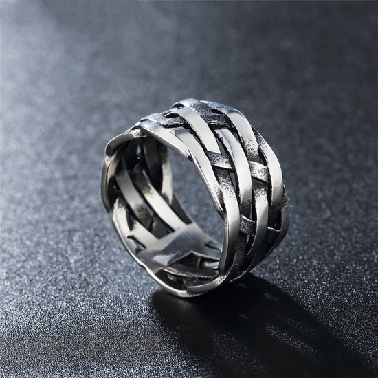 Personalized Retro Woven Extra Wide Ring - Swefashionstore
