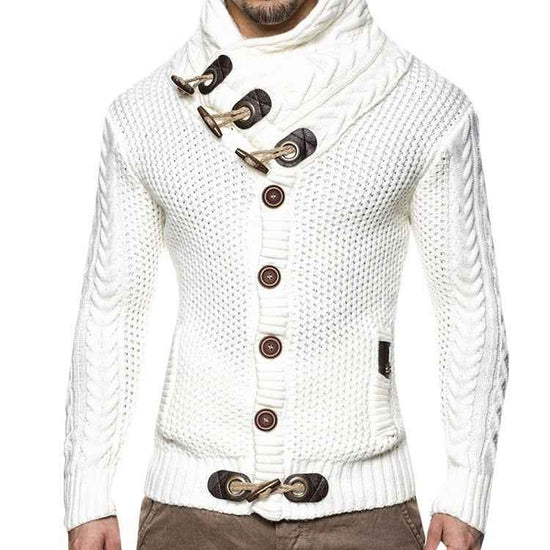 Knitted Jacket High Collar with Buttons