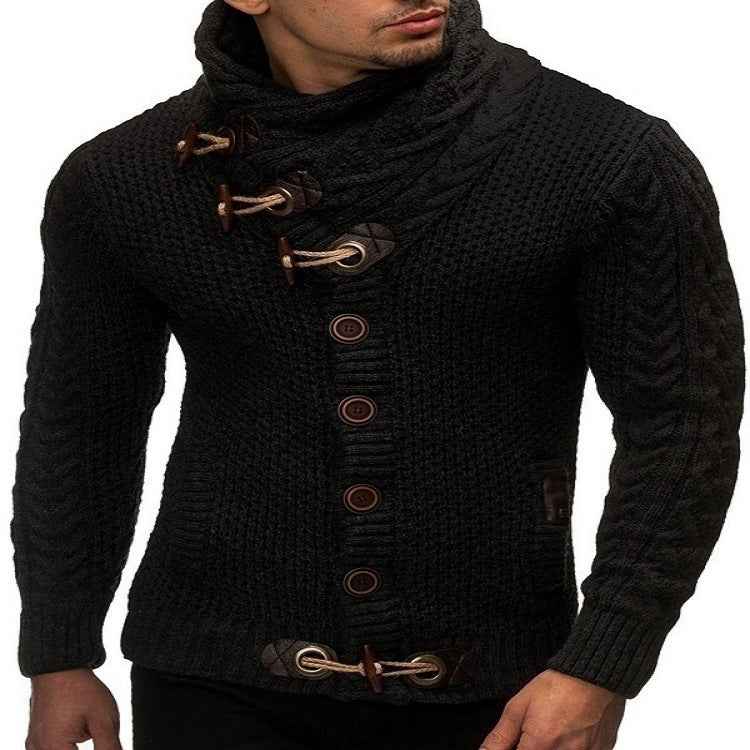 Knitted Jacket High Collar with Buttons