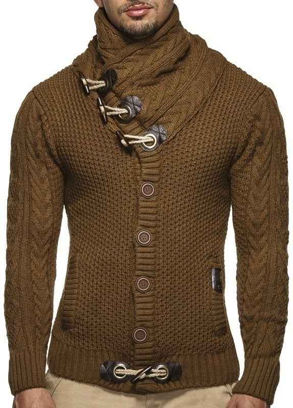 Knitted Jacket High Collar with Buttons