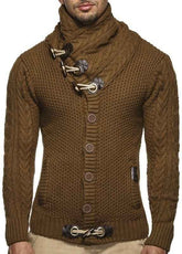 Knitted Jacket High Collar with Buttons
