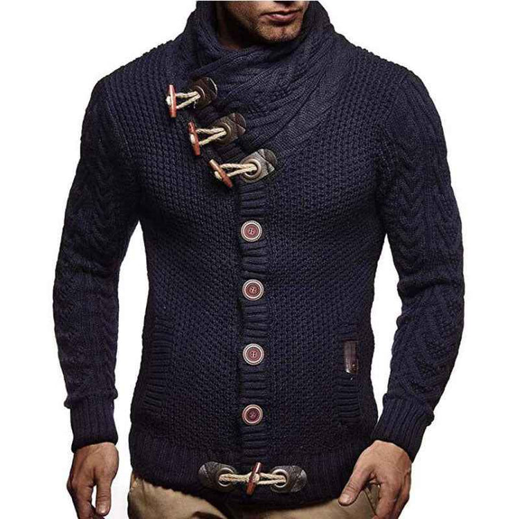 Knitted Jacket High Collar with Buttons