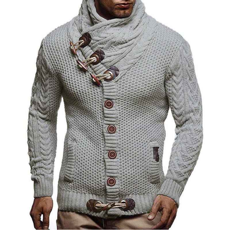 Knitted Jacket High Collar with Buttons