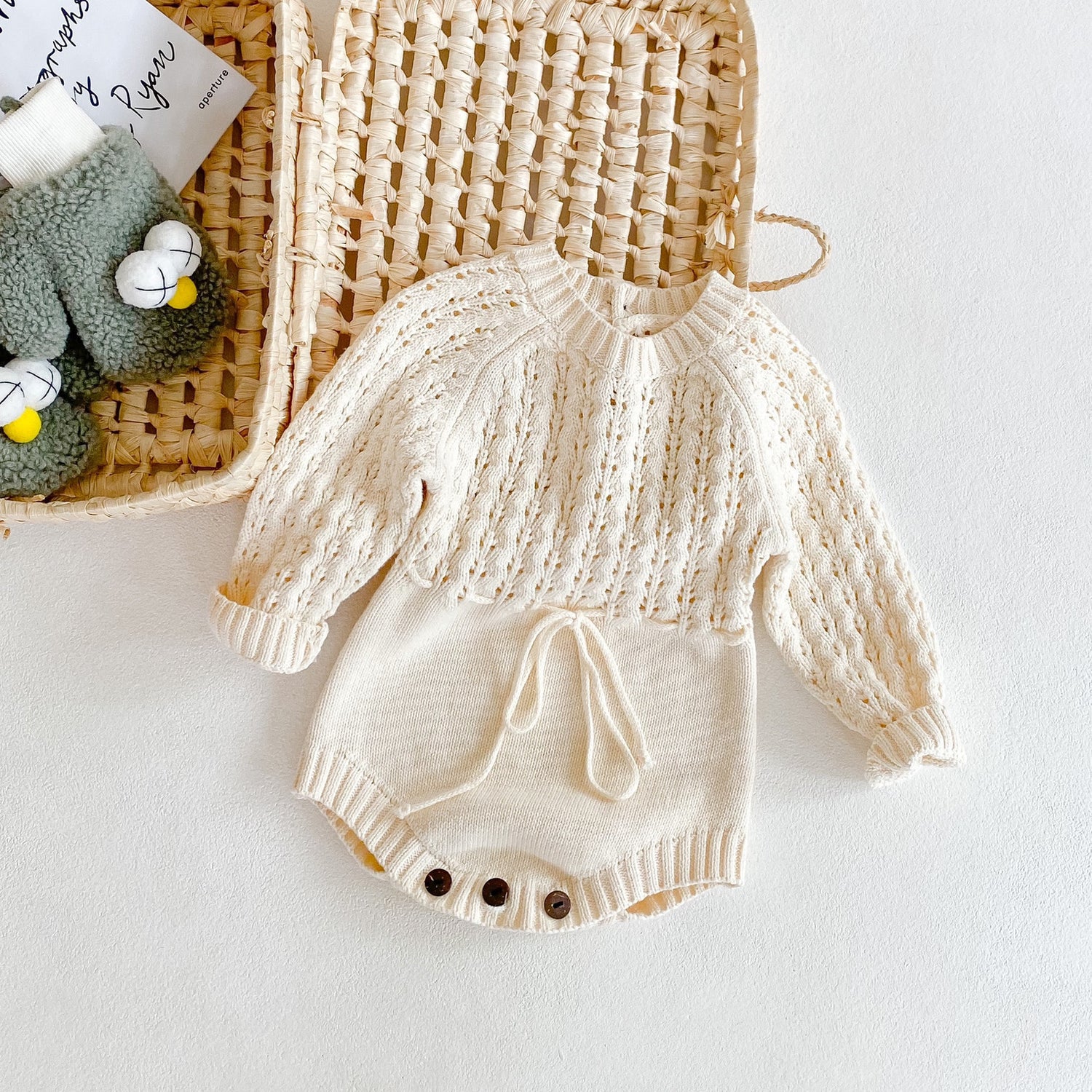 Girl Baby Knitted Hollow Waist Girdle Long Sleeves Harpy Dress Triangle - Swefashionstore