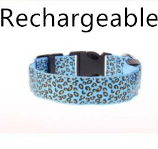 LED-Hundehalsband, Sicherheits-Halsband aus Nylon mit verstellbarem Leopardenmuster