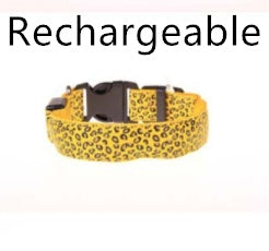 LED-Hundehalsband, Sicherheits-Halsband aus Nylon mit verstellbarem Leopardenmuster