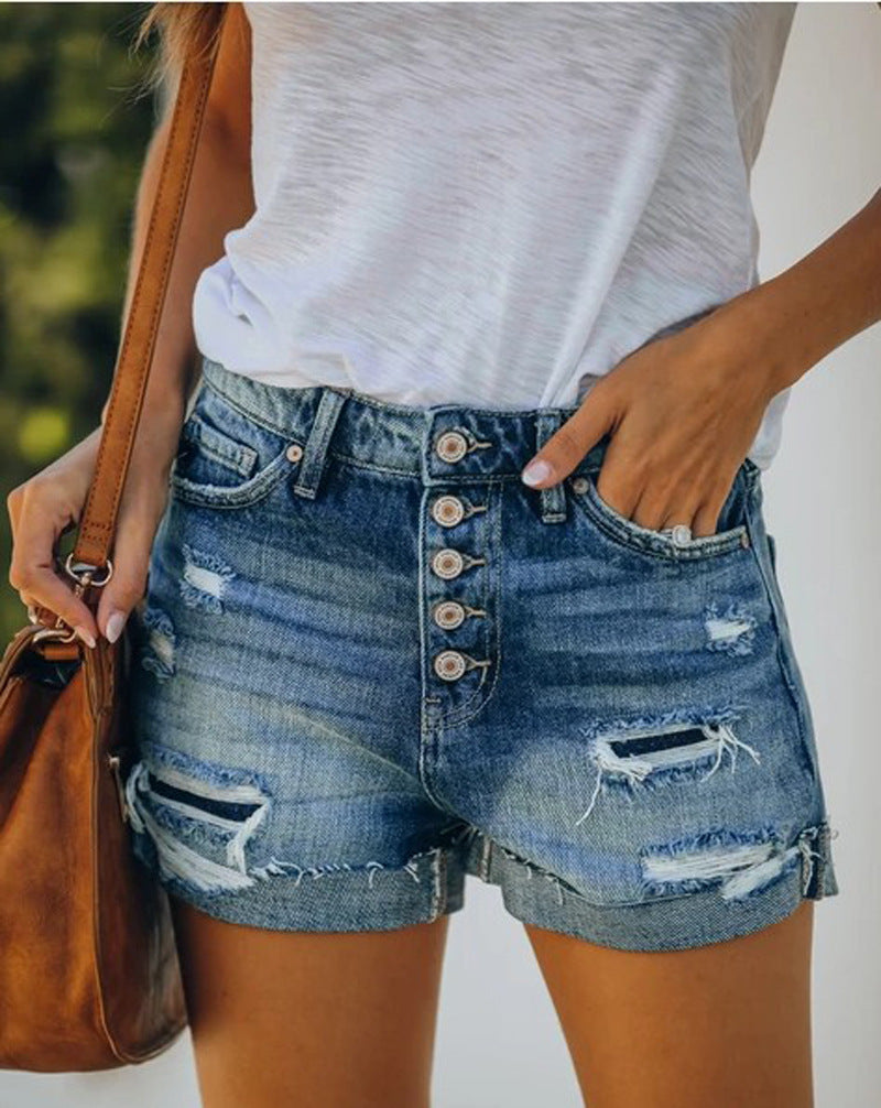 NEW Fashion RIPPED Fringed HIGH-RISE Leisure Jeans