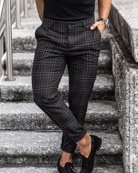 Plaid Print Pants Men&