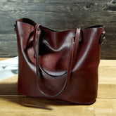 Simple Oil Wax Leather Messenger Shoulder Bags Women&