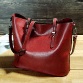 Simple Oil Wax Leather Messenger Shoulder Bags Women&