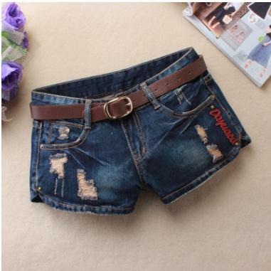 New Women Denim Shorts Mini Rivet Holes Jeans Low Waist