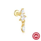 S925 Sterling Silver Moon Diamond Embedded Star Ear Rings - Swefashionstore
