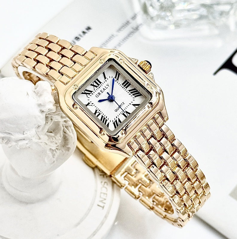 Classic Retro-Square Waterproof Women's Diamond-embedded Watch