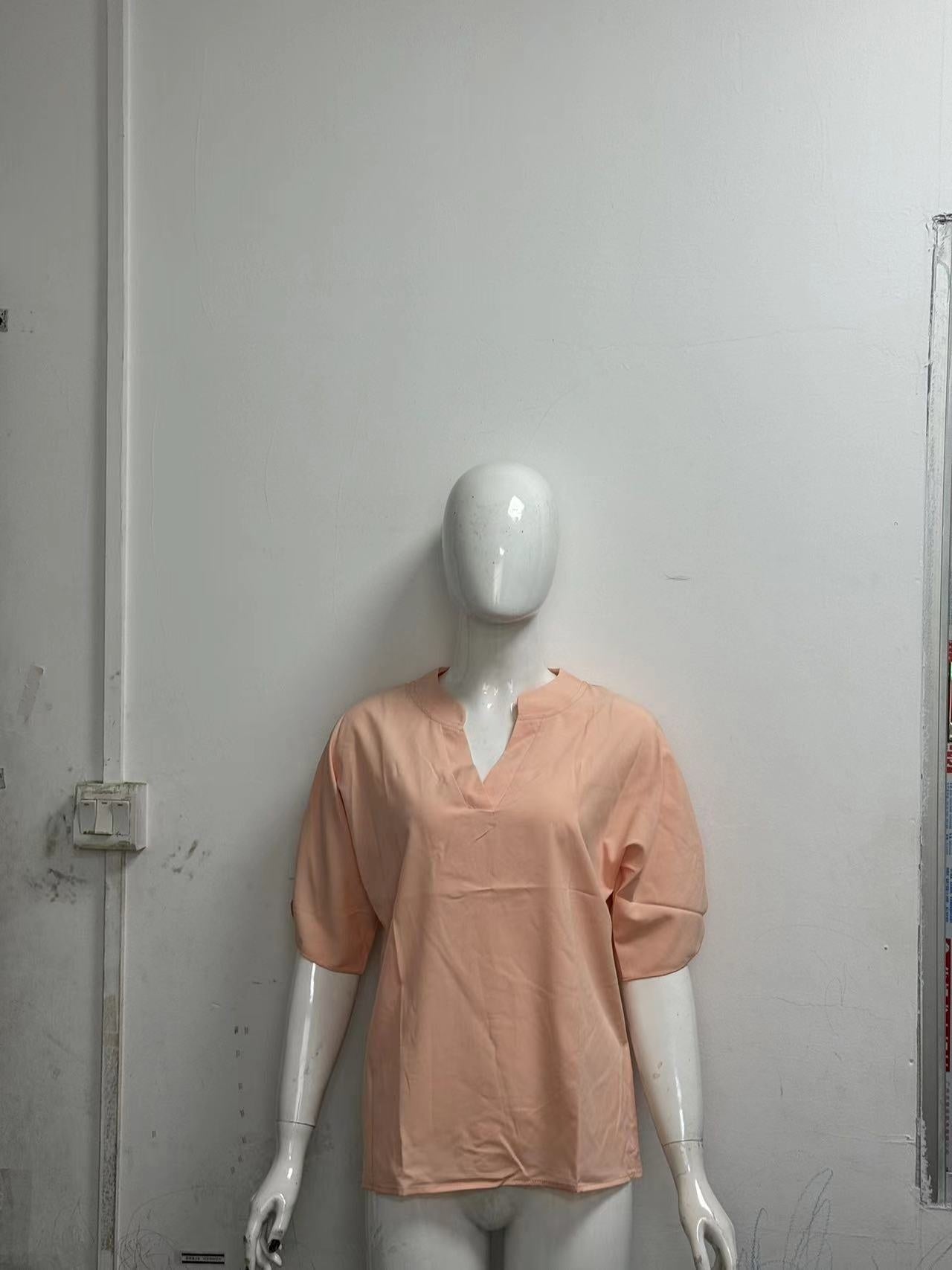 SUMMER Short-sleeved CHIFFON V-neck Shirt