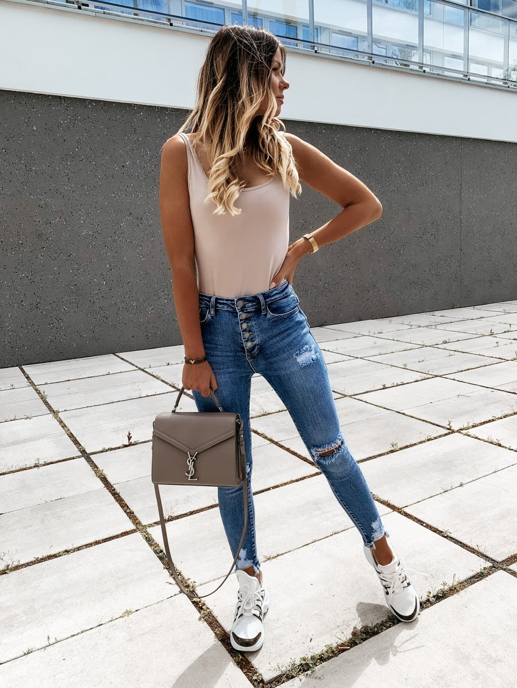 Denim Holed Washed Jeans Low-Waist Holed Hemmed Leggings