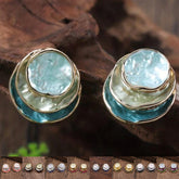Ins Three-colored Painting Round Earrings Fashion Elegant Versatile Geometric Earrings For Women Jewelry - Swefashionstore