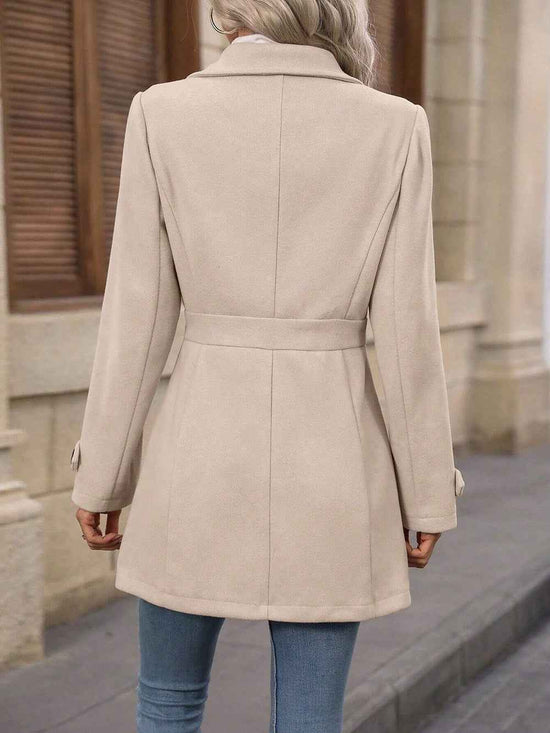 Elegant Woolen Coat for Women - Single-breasted Mid-length Jacket with Lapel and Buttons for Commuter Outwear