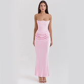 Unique Design Slim Mid-Waist Tube Top Long Dress - Swefashionstore