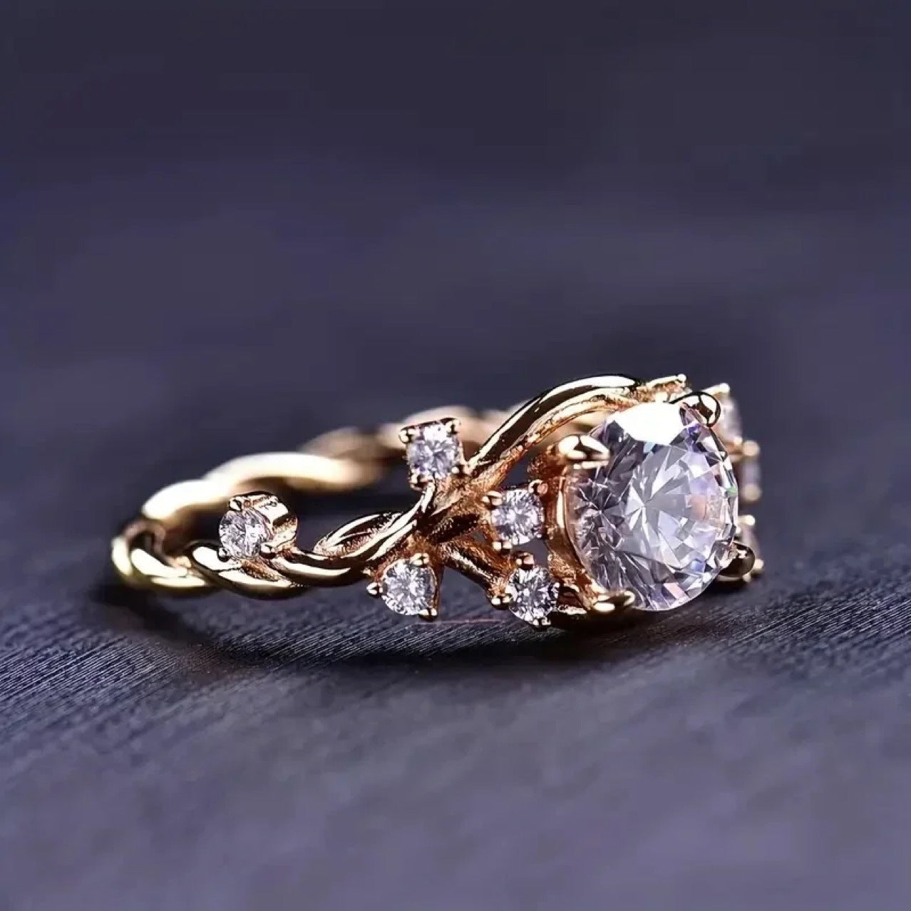 Light Luxury Cube Sugar Diamond Ring Vine Winding Moissanite Flower - Swefashionstore