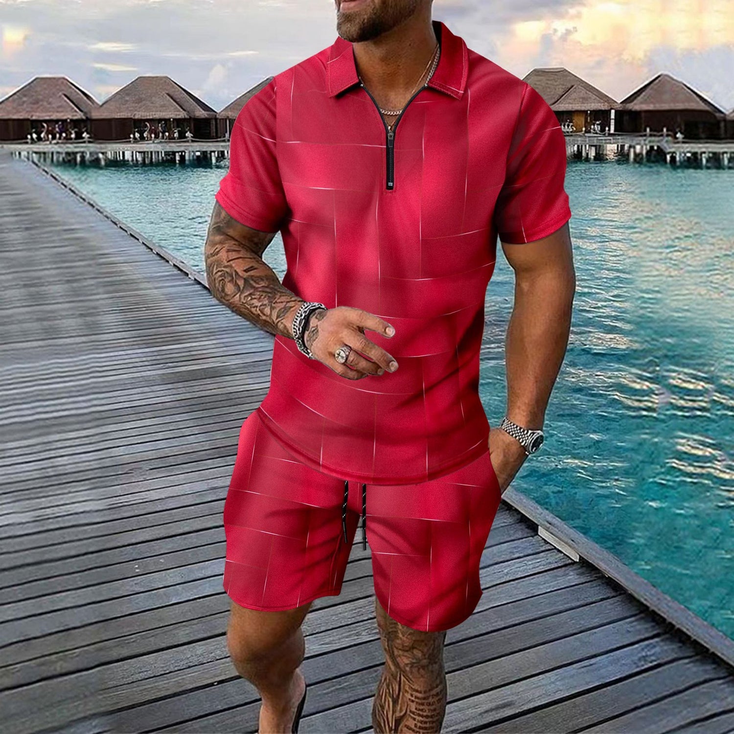 Short-sleeved Shorts Two-piece Sports And Leisure Men&